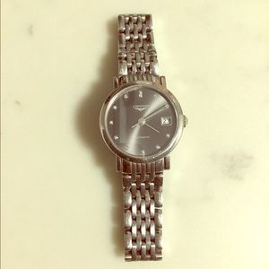Longines Elegant watch with diamonds & black dial